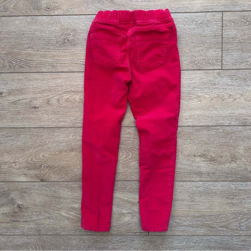 Mini Boden Red Corduroy Pants Unisex Sz 8Y Straight Leg Elastic Waist Holiday - Picture 5 of 6